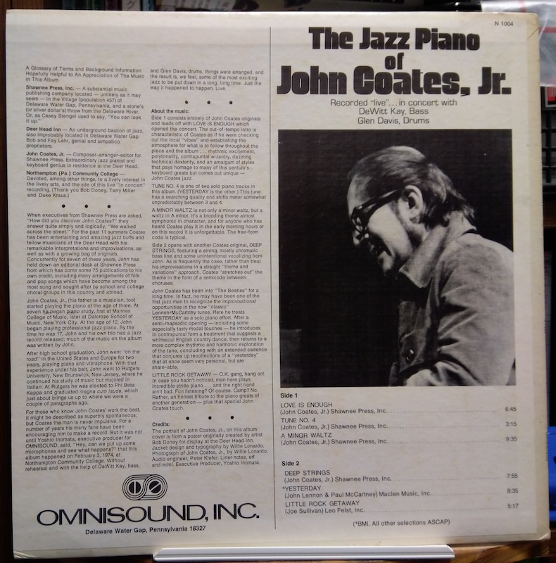 The Jazz Piano of John Coates,Jr.