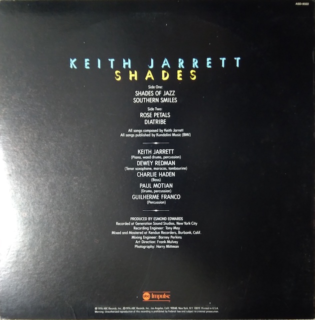 KEITH JARRETT�uSHADES�v